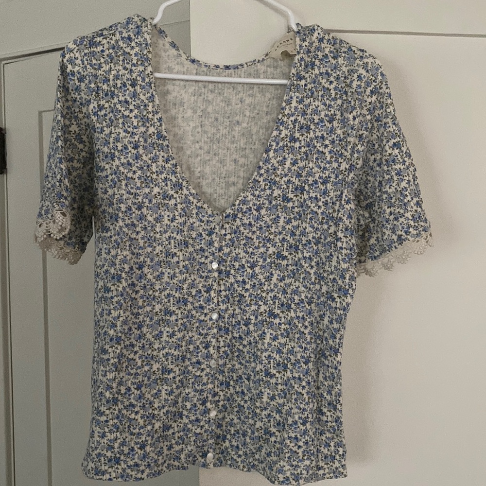 Sézane top Blue Floral print